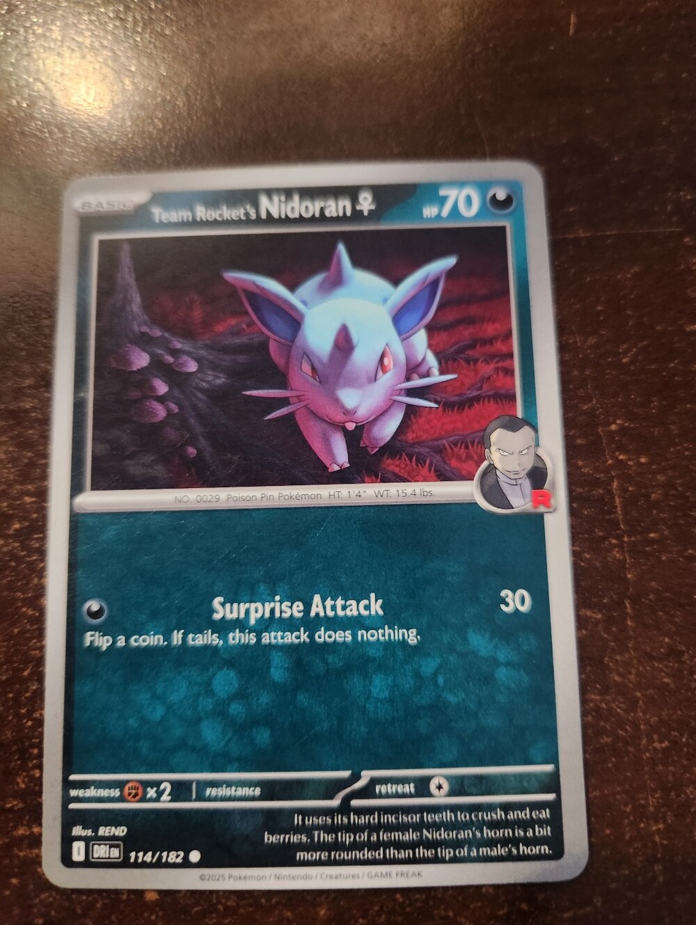 Team Rocket’s Nidoran 114/182 Destined Rivals Regular Pokemon TCG Card